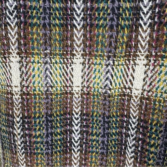 RESERVOIR Worldwide Multicolored Herringbone Button Down Shacket Shirt Sz M - Picture 7 of 9